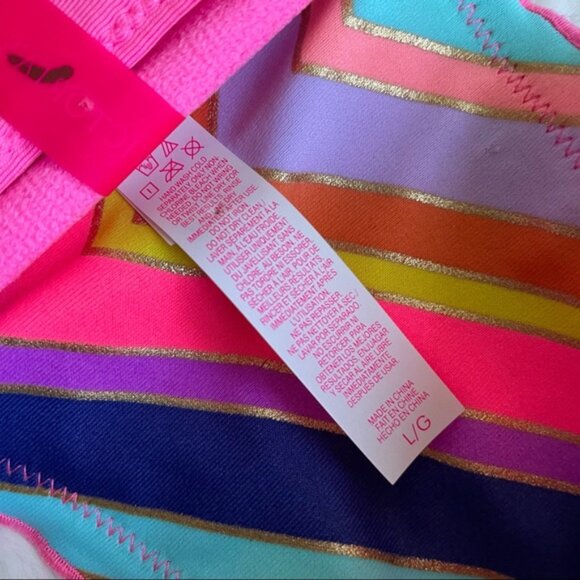 Victoria's Secret | Rainbow Foil Ruffle Chevron Stripe Bikini Top | Size Large - Picture 8 of 12